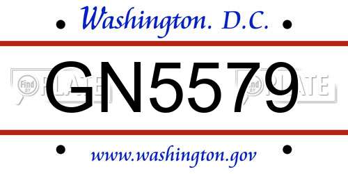 GN5579 District Of Columbia License Plate