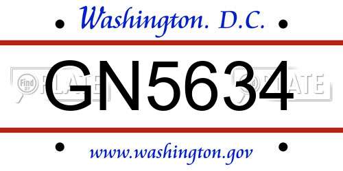 GN5634 District Of Columbia License Plate