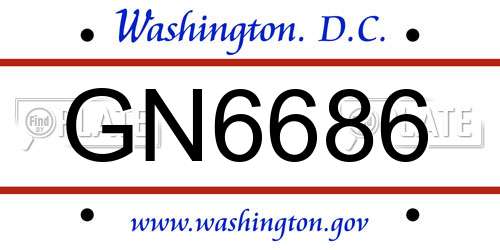 GN6686 District Of Columbia License Plate