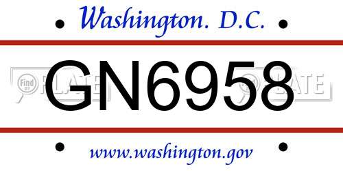 GN6958 District Of Columbia License Plate