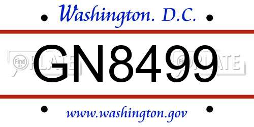 GN8499 District Of Columbia License Plate