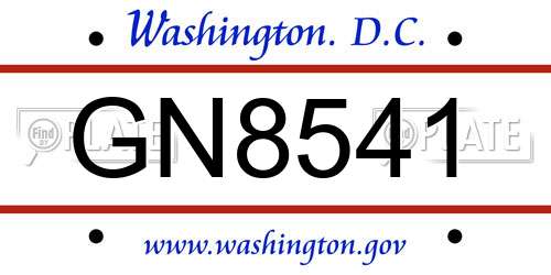 GN8541 District Of Columbia License Plate