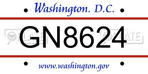 GN8624 District Of Columbia License Plate