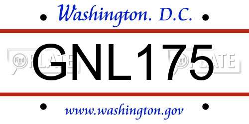 GNL175 District Of Columbia License Plate