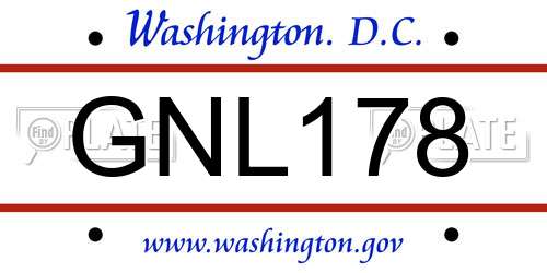 GNL178 District Of Columbia License Plate