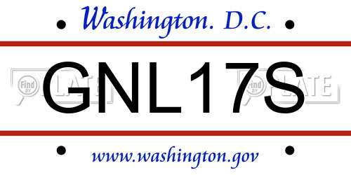 GNL17S District Of Columbia License Plate