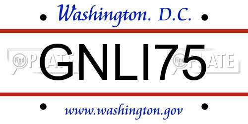 GNLI75 District Of Columbia License Plate