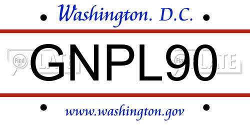 GNPL90 District Of Columbia License Plate