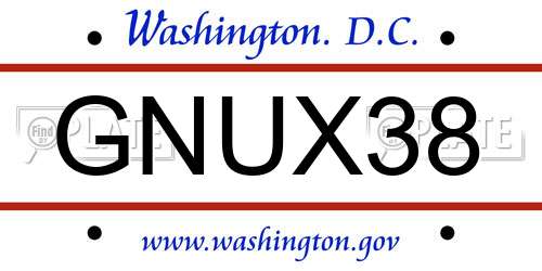 GNUX38 District Of Columbia License Plate