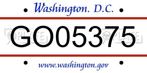 GO05375 District Of Columbia License Plate