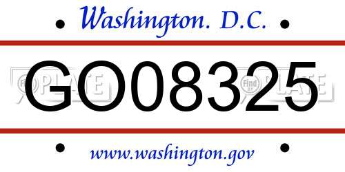 GO08325 District Of Columbia License Plate