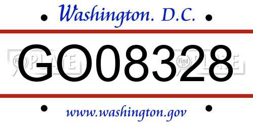 GO08328 District Of Columbia License Plate
