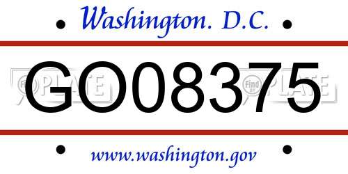 GO08375 District Of Columbia License Plate