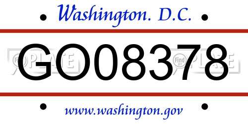 GO08378 District Of Columbia License Plate