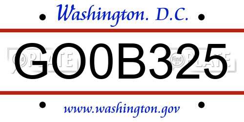 GO0B325 District Of Columbia License Plate
