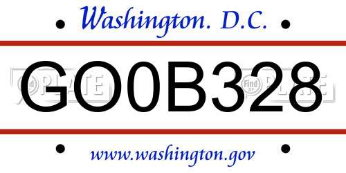 GO0B328 District Of Columbia License Plate