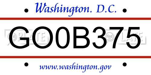 GO0B375 District Of Columbia License Plate