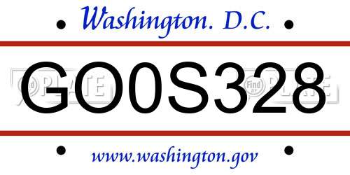 GO0S328 District Of Columbia License Plate