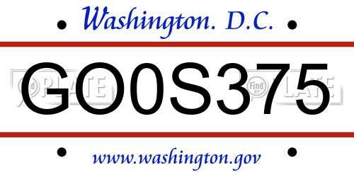 GO0S375 District Of Columbia License Plate