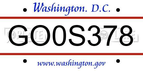 GO0S378 District Of Columbia License Plate