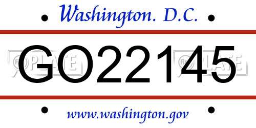 GO22145 District Of Columbia License Plate