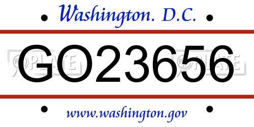 GO23656 District Of Columbia License Plate