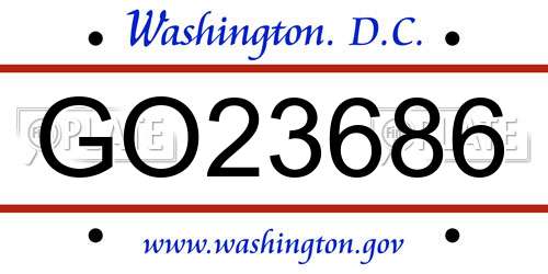 GO23686 District Of Columbia License Plate