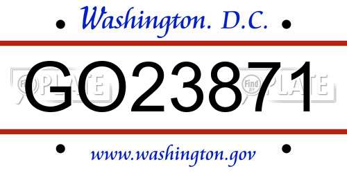 GO23871 District Of Columbia License Plate
