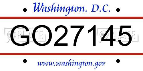 GO27145 District Of Columbia License Plate