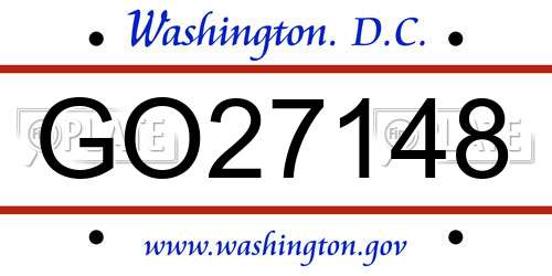 GO27148 District Of Columbia License Plate