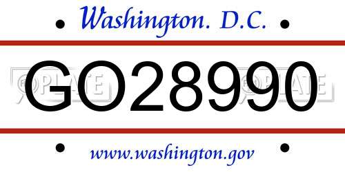 GO28990 District Of Columbia License Plate
