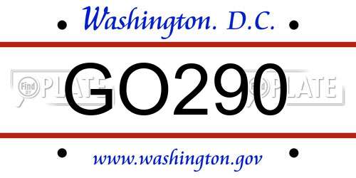 GO290 District Of Columbia License Plate