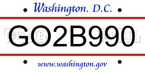 GO2B990 District Of Columbia License Plate