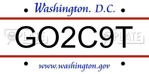 GO2C9T District Of Columbia License Plate
