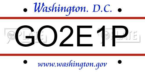 GO2E1P District Of Columbia License Plate