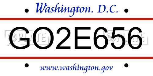 GO2E656 District Of Columbia License Plate