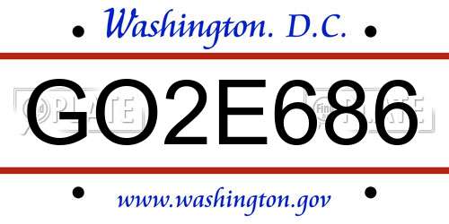 GO2E686 District Of Columbia License Plate