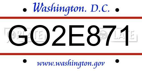 GO2E871 District Of Columbia License Plate