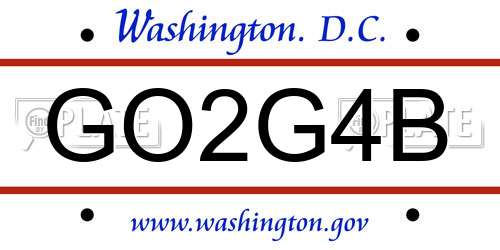 GO2G4B District Of Columbia License Plate
