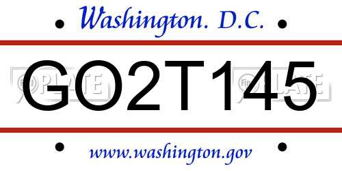 GO2T145 District Of Columbia License Plate