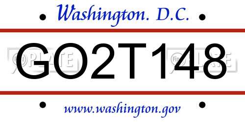 GO2T148 District Of Columbia License Plate