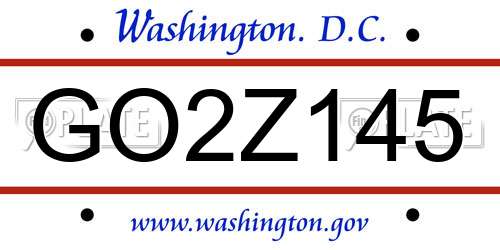 GO2Z145 District Of Columbia License Plate