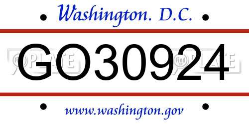 GO30924 District Of Columbia License Plate