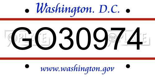 GO30974 District Of Columbia License Plate