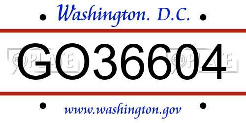 GO36604 District Of Columbia License Plate