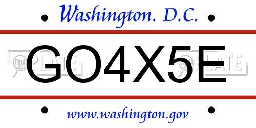 GO4X5E District Of Columbia License Plate