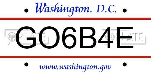 GO6B4E District Of Columbia License Plate