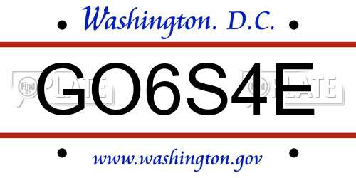GO6S4E District Of Columbia License Plate