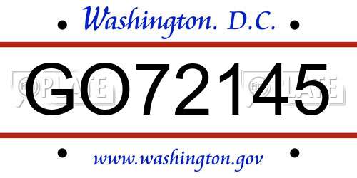 GO72145 District Of Columbia License Plate