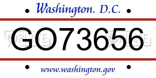 GO73656 District Of Columbia License Plate